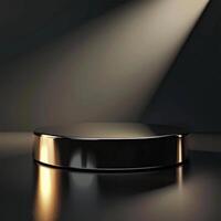 A black round table with a spotlight shining on it photo