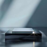 A square object on a table with a light shining on it photo