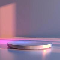 A round table with a light shining on it photo