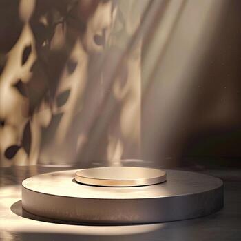 un blanco circular etapa con un destacar brillante en eso foto