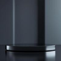 An empty black table with a black surface photo