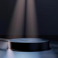 A podium with a spotlight shining on it photo