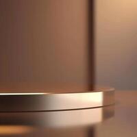 A golden table with a light shining on it photo
