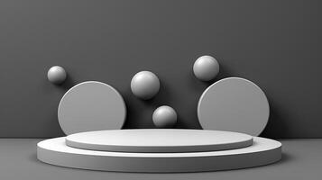 3d render of a podium with three eggs on it photo