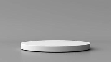 A white round table with a small white object on top photo