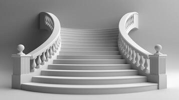 3d rendering of a staircase with white railing photo
