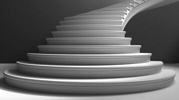 3d rendering of a staircase with a light coming from the top photo