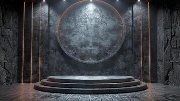 An empty stage with a spotlight on it photo