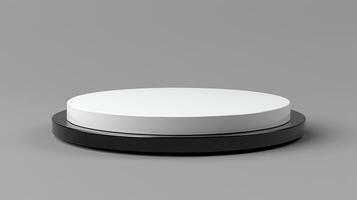 A white round button on a gray background photo