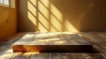 An empty room with sunlight shining through the window photo
