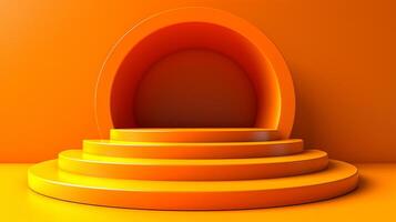 3d render of a podium with an orange background photo