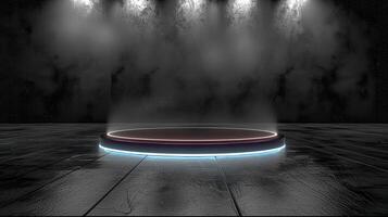 An empty stage with a spotlight on it photo
