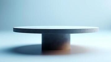 A round table with a circular base on a white surface photo