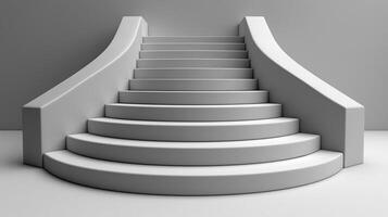 3d rendering of a staircase with white steps photo