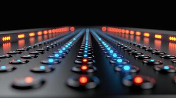 A row of red and blue lights on a black surface photo