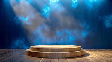 An empty stage with a spotlight shining on it photo