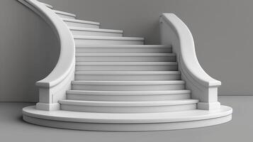 3d rendering of a white staircase with a curved top photo