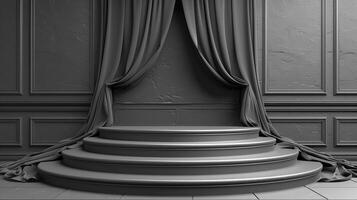 An empty stage with curtains and a curtain photo
