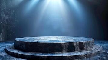 A stage with a spotlight shining on it photo