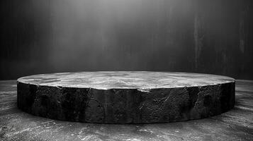 Black and white photo of a round table
