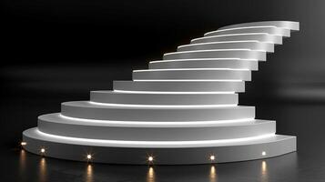 3d rendering of a white staircase with lights photo