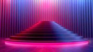 3d rendering of a stage with a purple light photo