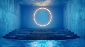 A room with a circular light in the middle photo
