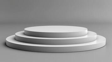 3d render of a white podium on a gray background photo