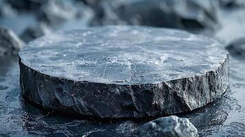 A large rock sitting on top of some rocks photo