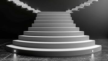3d rendering of a staircase in a dark room photo