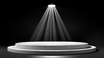 An empty podium with a spotlight shining down on it photo