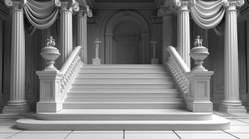 3d rendering of a staircase in a large room photo