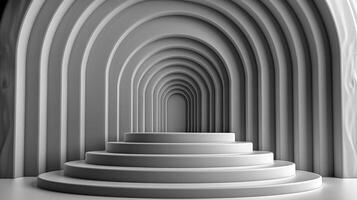 3d rendering of a circular staircase in a white room photo