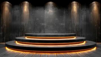 An empty stage with a spotlight on it photo