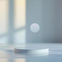A white object on a table in front of a window photo