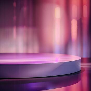 un vacío podio con un púrpura ligero en eso foto