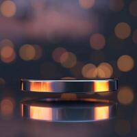 A ring on a table with a blurred background photo
