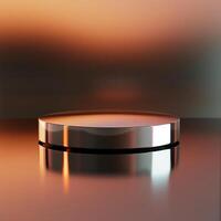 A round table with a silver top on a table photo