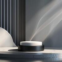 A white and black object on a table photo