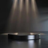An empty podium with spotlight lights on it photo
