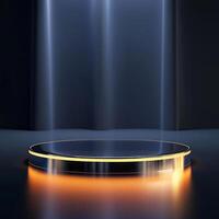 An empty podium with a glowing light on it photo