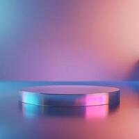 3d render of a round podium on a colorful background photo