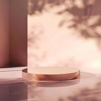 A round table with a gold top on a table photo
