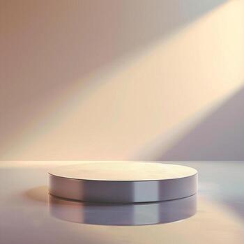 An empty round table with a light shining on it photo