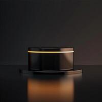 A black and gold object on a table photo