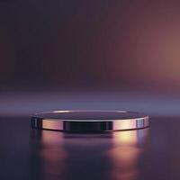 A round table with a silver top on a table photo