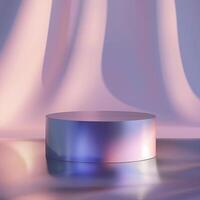 3d render of a round table with a light on it photo