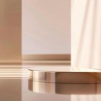 A white and gold table with a mirror in the middle photo
