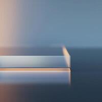 A glass table with a light shining on it photo