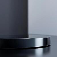 A black circular object on a table photo